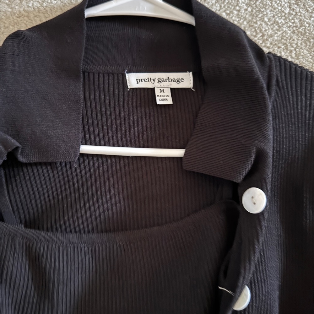 pretty garbage black button down sweater set - Picture 4 of 4